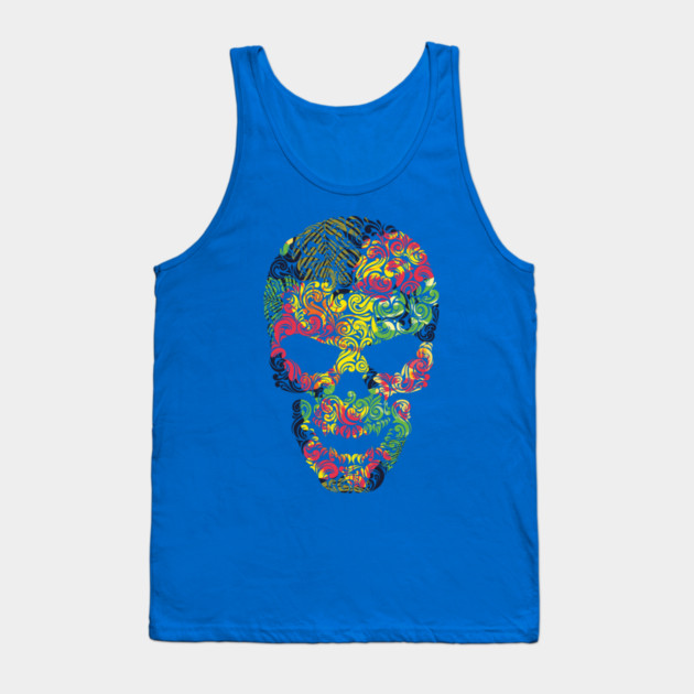Tropical Floral Skull Tank Top by logiamerch
