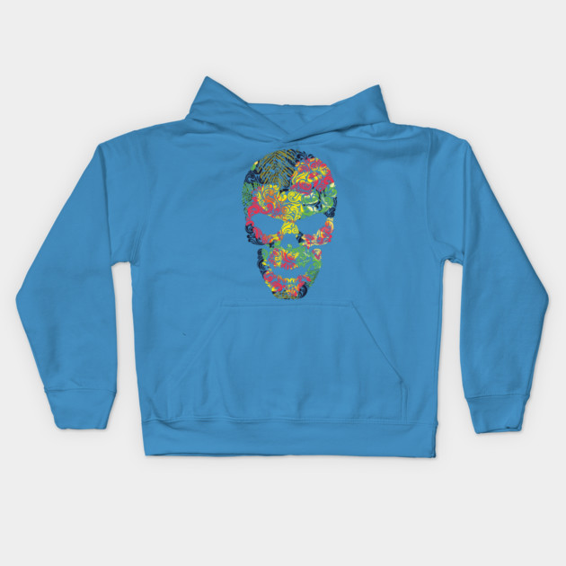 Tropical Floral Skull Kids Hoodie by logiamerch