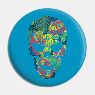 Tropical Floral Skull Pin