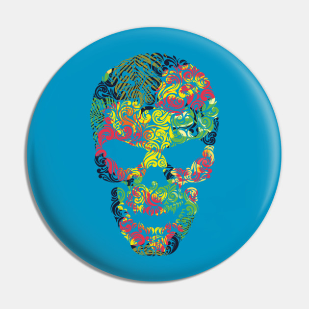 Tropical Floral Skull Pin by logiamerch