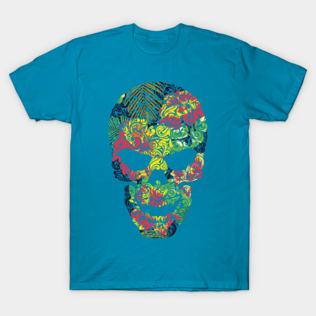 Tropical Floral Skull T-Shirt by logiamerch