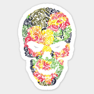 Tropical Floral Skull Sticker