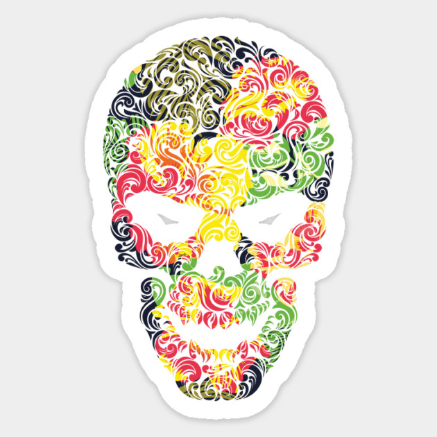 Tropical Floral Skull Sticker by logiamerch