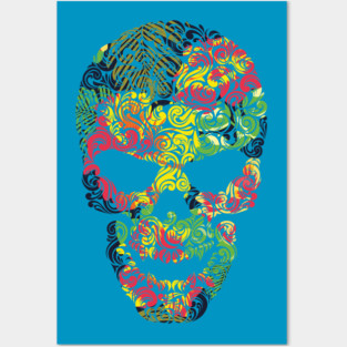 Tropical Floral Skull Posters and Art