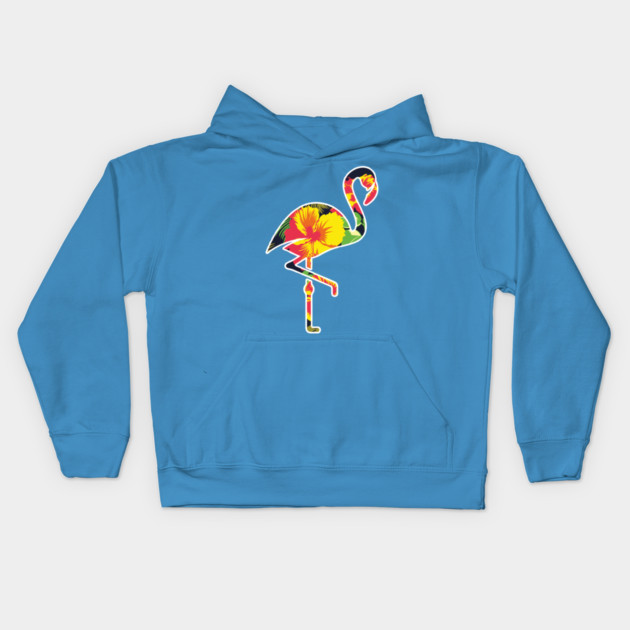 Tropical Flamingo Floral Kids Hoodie by logiamerch