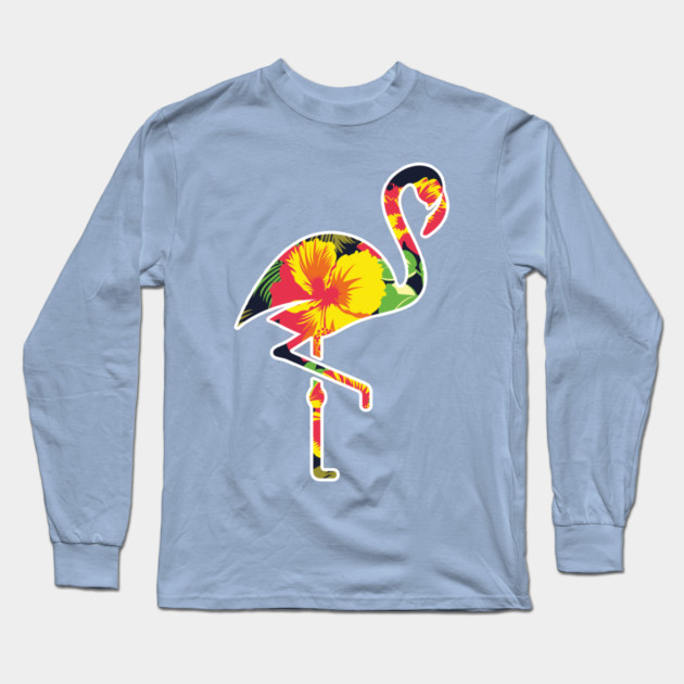 Tropical Flamingo Floral Long Sleeve T-Shirt by logiamerch