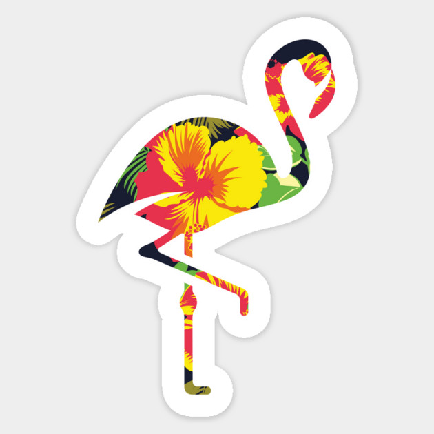 Tropical Flamingo Floral Sticker by logiamerch