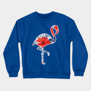 Tropical Flamingo Floral Blue Crewneck Sweatshirt