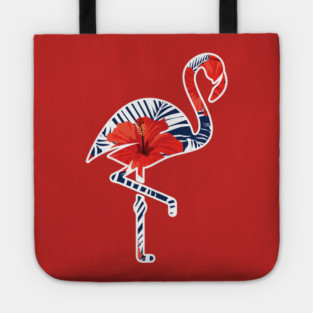 Tropical Flamingo Floral Blue Tote