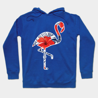Tropical Flamingo Floral Blue Hoodie