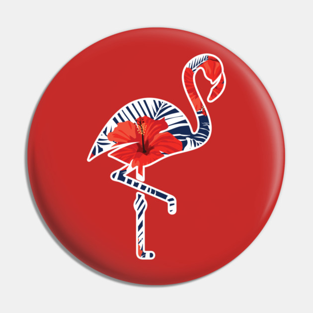 Tropical Flamingo Floral Blue Pin by logiamerch