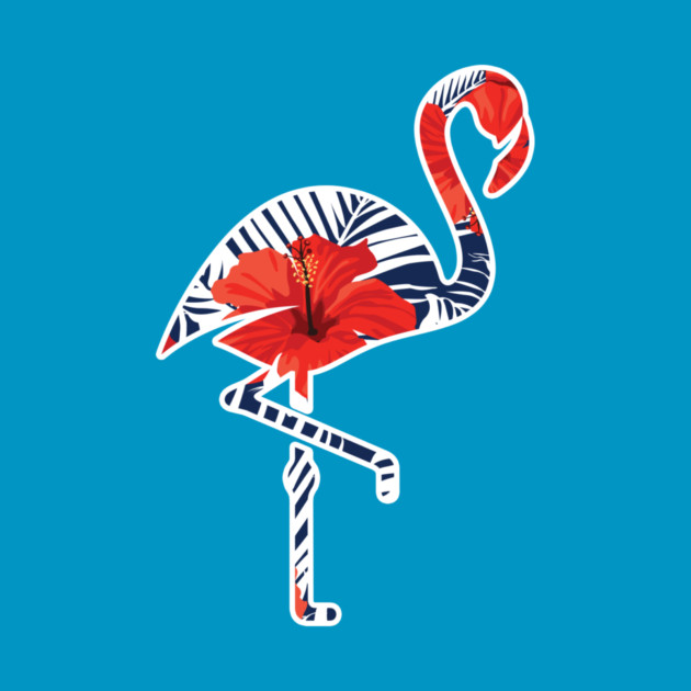 Tropical Flamingo Floral Blue by logiamerch