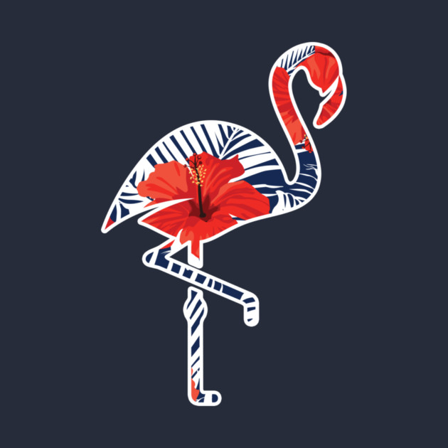 Tropical Flamingo Floral Blue by logiamerch