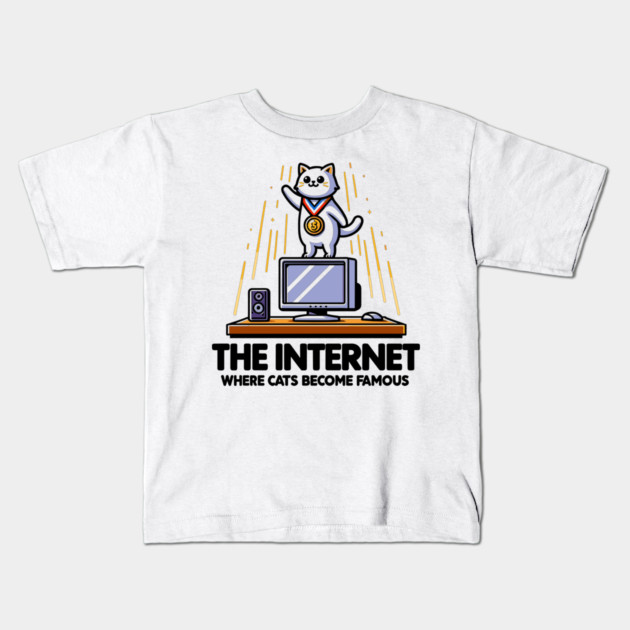The Internet Where Cats Become Famous Kids T-Shirt by Frank Ring