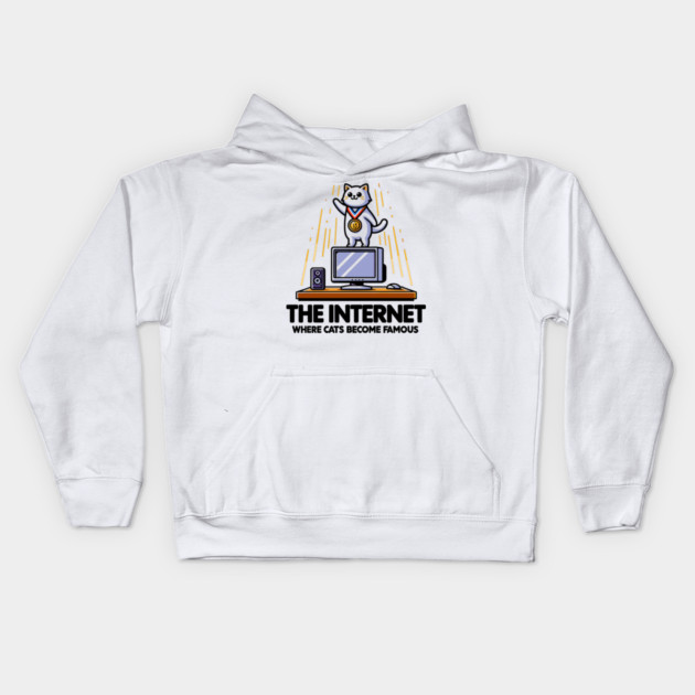 The Internet Where Cats Become Famous Kids Hoodie by Frank Ring