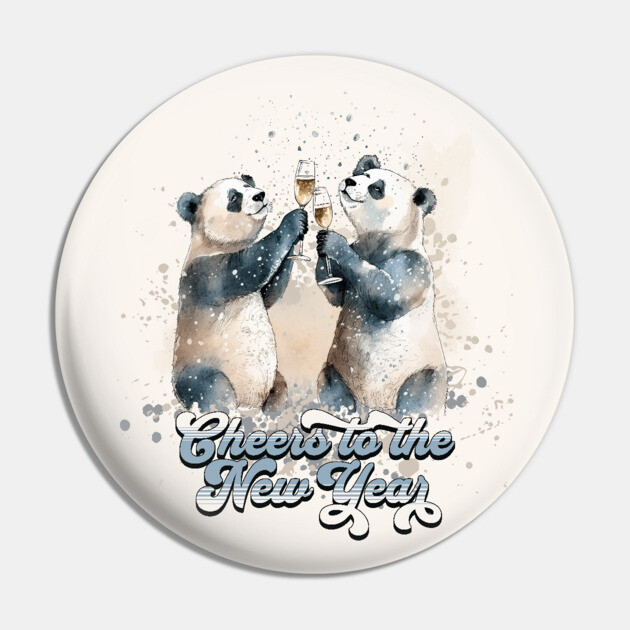 New Year Pandas Pin by HolidayBug