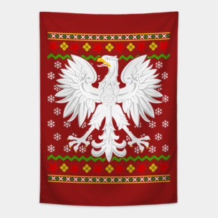 Polish Christmas Ugly Sweater Pattern Poland Polska Tapestry