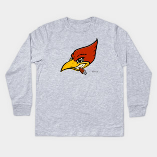 Crazed Woodpecker Automotive Mascot Kids Long Sleeve T-Shirt