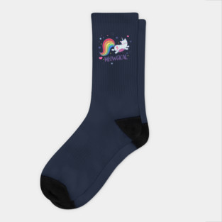 Meowgical Magical Rainbow Kitty Cat Unicorn Socks