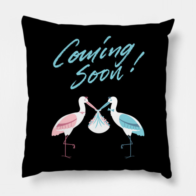 Mother's To Be, New Moms, Baby Announcement Cute, Storks, Coming Soon Design Pillow by BirdsnStuff