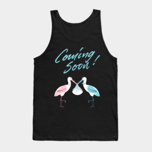 Mother's To Be, New Moms, Baby Announcement Cute, Storks, Coming Soon Design Tank Top