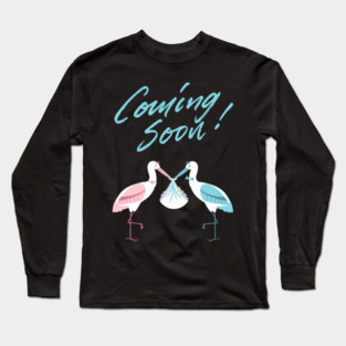 Mother's To Be, New Moms, Baby Announcement Cute, Storks, Coming Soon Design Long Sleeve T-Shirt