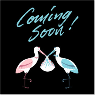 Mother's To Be, New Moms, Baby Announcement Cute, Storks, Coming Soon Design Posters and Art