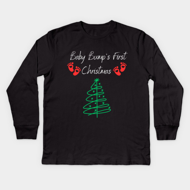 Baby Bumps First Christmas, Baby Announcement Design Kids Long Sleeve T-Shirt by BirdsnStuff