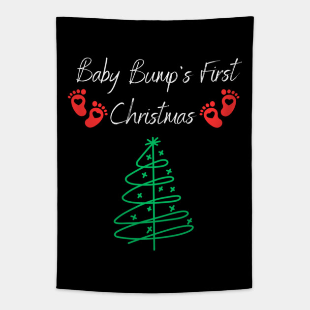 Baby Bumps First Christmas, Baby Announcement Design Tapestry by BirdsnStuff
