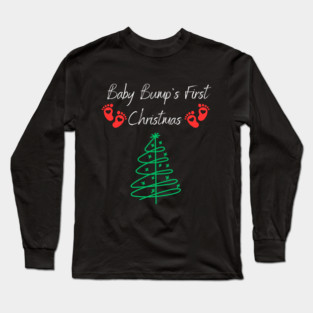Baby Bumps First Christmas, Baby Announcement Design Long Sleeve T-Shirt