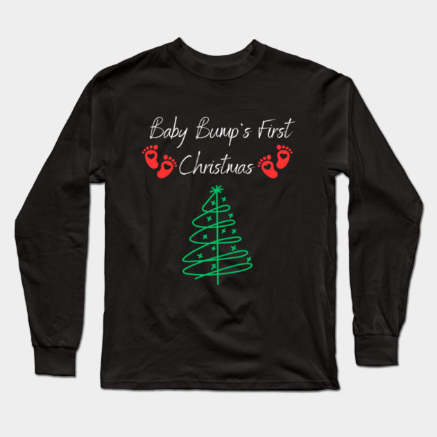 Baby Bumps First Christmas, Baby Announcement Design Long Sleeve T-Shirt by BirdsnStuff