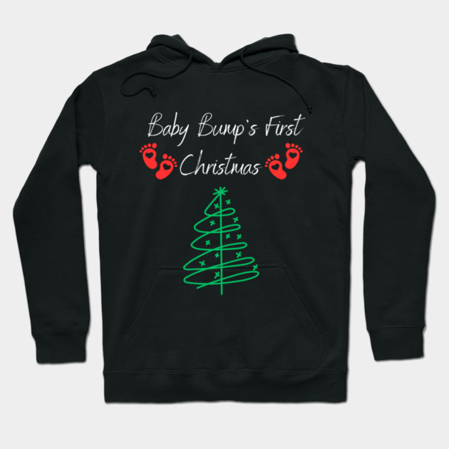 Baby Bumps First Christmas, Baby Announcement Design Hoodie by BirdsnStuff