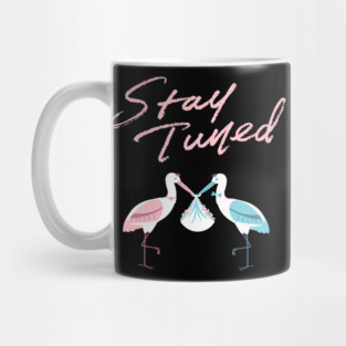 Mother's To Be, New Moms, Baby Announcement Cute, Storks, Stay Tuned  Design Mug