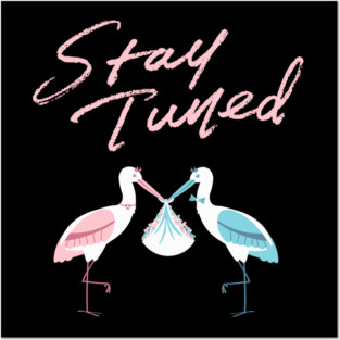 Mother's To Be, New Moms, Baby Announcement Cute, Storks, Stay Tuned  Design Posters and Art