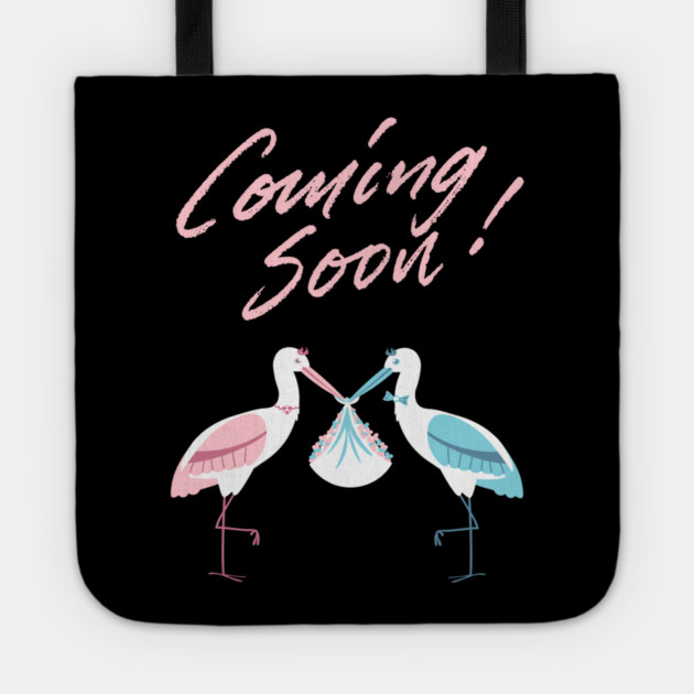 Mother's To Be, New Moms, Baby Announcement Cute, Storks, Coming Soon Design Tote by BirdsnStuff