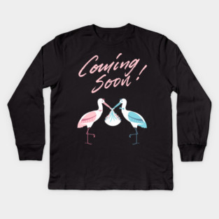 Mother's To Be, New Moms, Baby Announcement Cute, Storks, Coming Soon Design Kids Long Sleeve T-Shirt