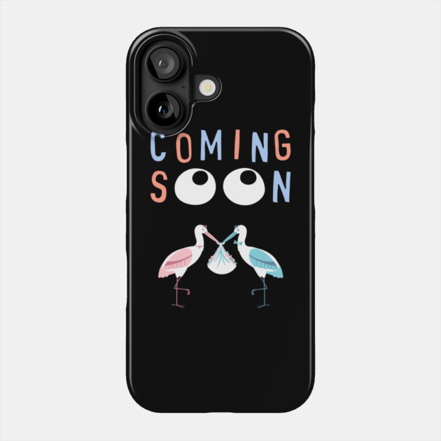 Mother's To Be, New Moms, Baby Announcement Cute, Storks, Coming Soon Design Phone Case by BirdsnStuff