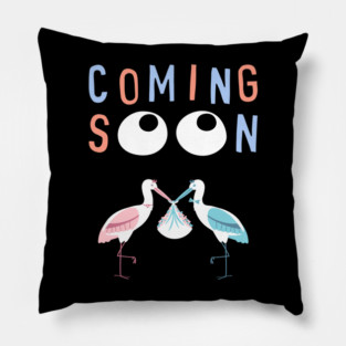Mother's To Be, New Moms, Baby Announcement Cute, Storks, Coming Soon Design Pillow