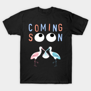 Mother's To Be, New Moms, Baby Announcement Cute, Storks, Coming Soon Design T-Shirt