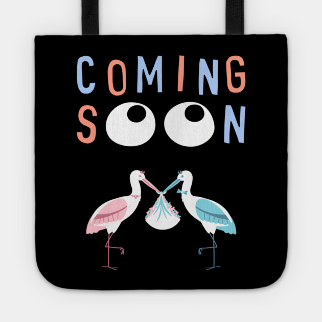 Mother's To Be, New Moms, Baby Announcement Cute, Storks, Coming Soon Design Tote by BirdsnStuff