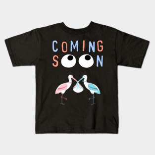 Mother's To Be, New Moms, Baby Announcement Cute, Storks, Coming Soon Design Kids T-Shirt
