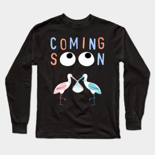 Mother's To Be, New Moms, Baby Announcement Cute, Storks, Coming Soon Design Long Sleeve T-Shirt