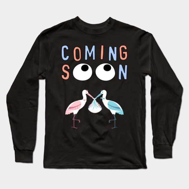 Mother's To Be, New Moms, Baby Announcement Cute, Storks, Coming Soon Design Long Sleeve T-Shirt by BirdsnStuff
