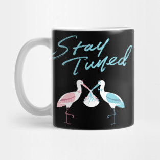 Mother's To Be, New Moms, Baby Announcement Cute, Storks, Stay Tuned  Design Mug