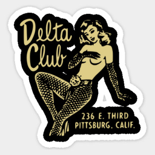 Delta Club Cocktail Lounge Pin Up Girl Vintage Matchbook Sticker