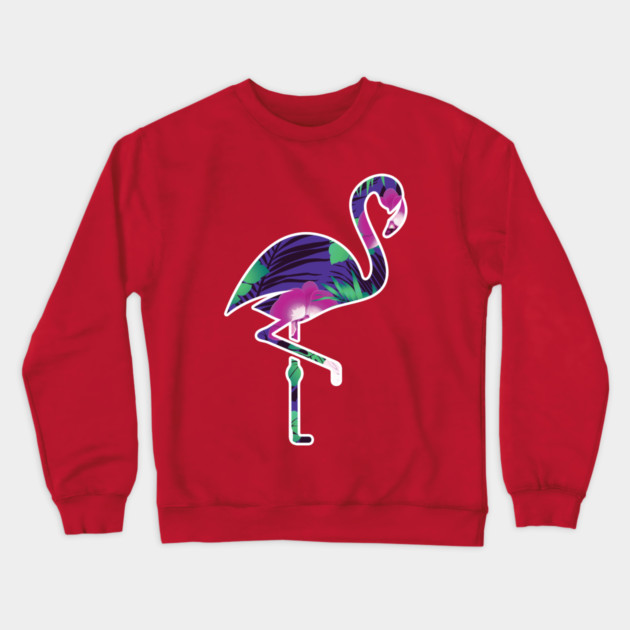 Tropical Flamingo Floral Purple Crewneck Sweatshirt by logiamerch