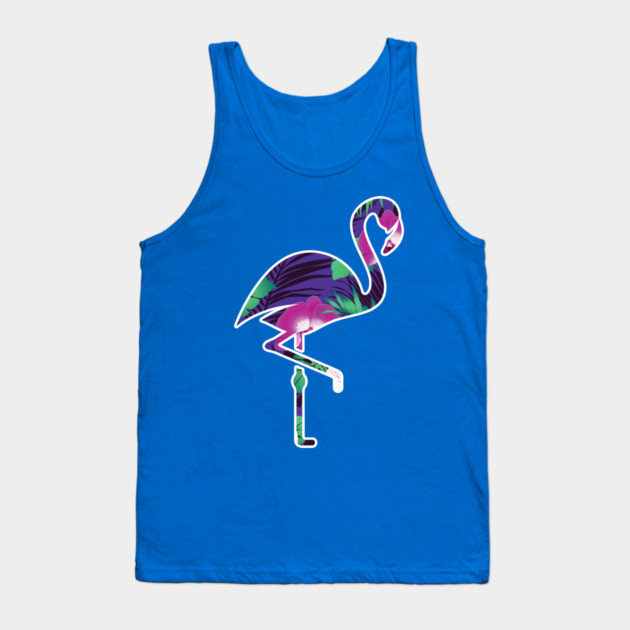 Tropical Flamingo Floral Purple Tank Top by logiamerch