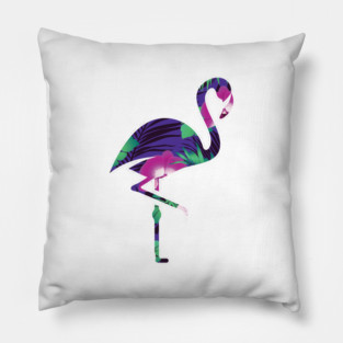 Tropical Flamingo Floral Purple Pillow