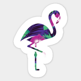 Tropical Flamingo Floral Purple Sticker