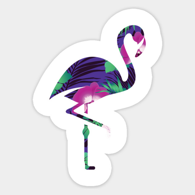 Tropical Flamingo Floral Purple Sticker by logiamerch